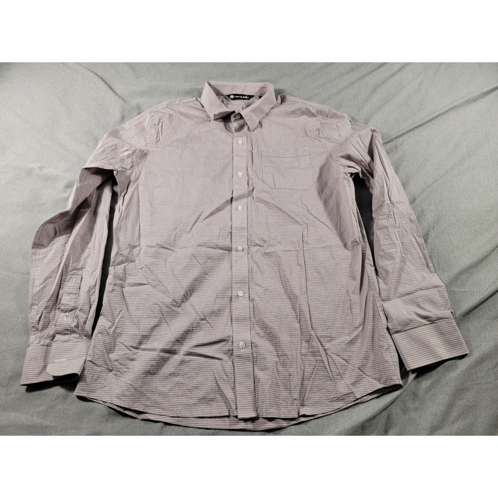 Travis Mathew Shirt Mens Large striped Button Up Lightweight Performance Casual